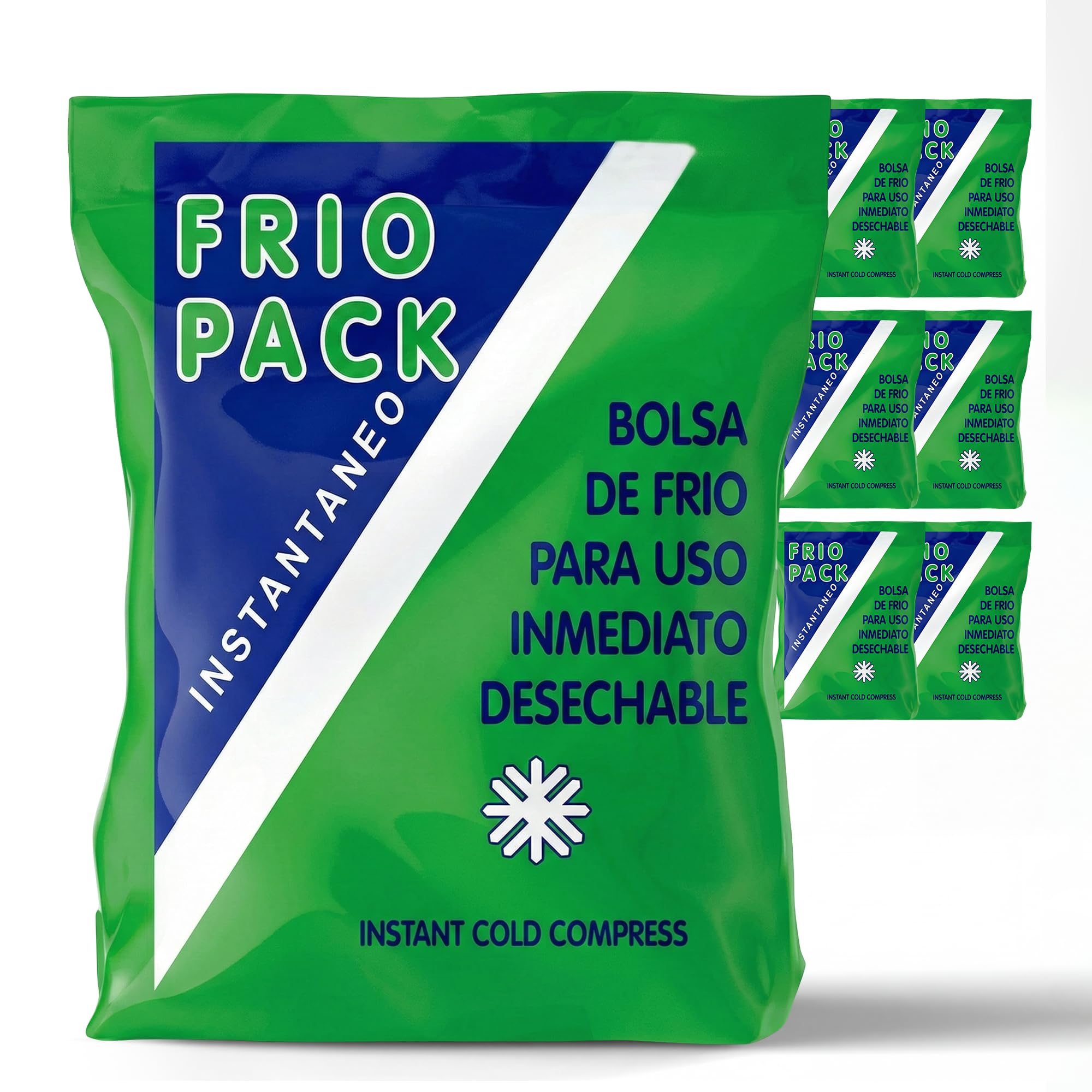 Bolsa de Frío Instantáneo. Bolsa Higiénica de Un Solo Uso. Sensación Rápida e Inmediata para uso externo. Compresas de Frío Multiusos. 14x23 cm. 6 Unidades