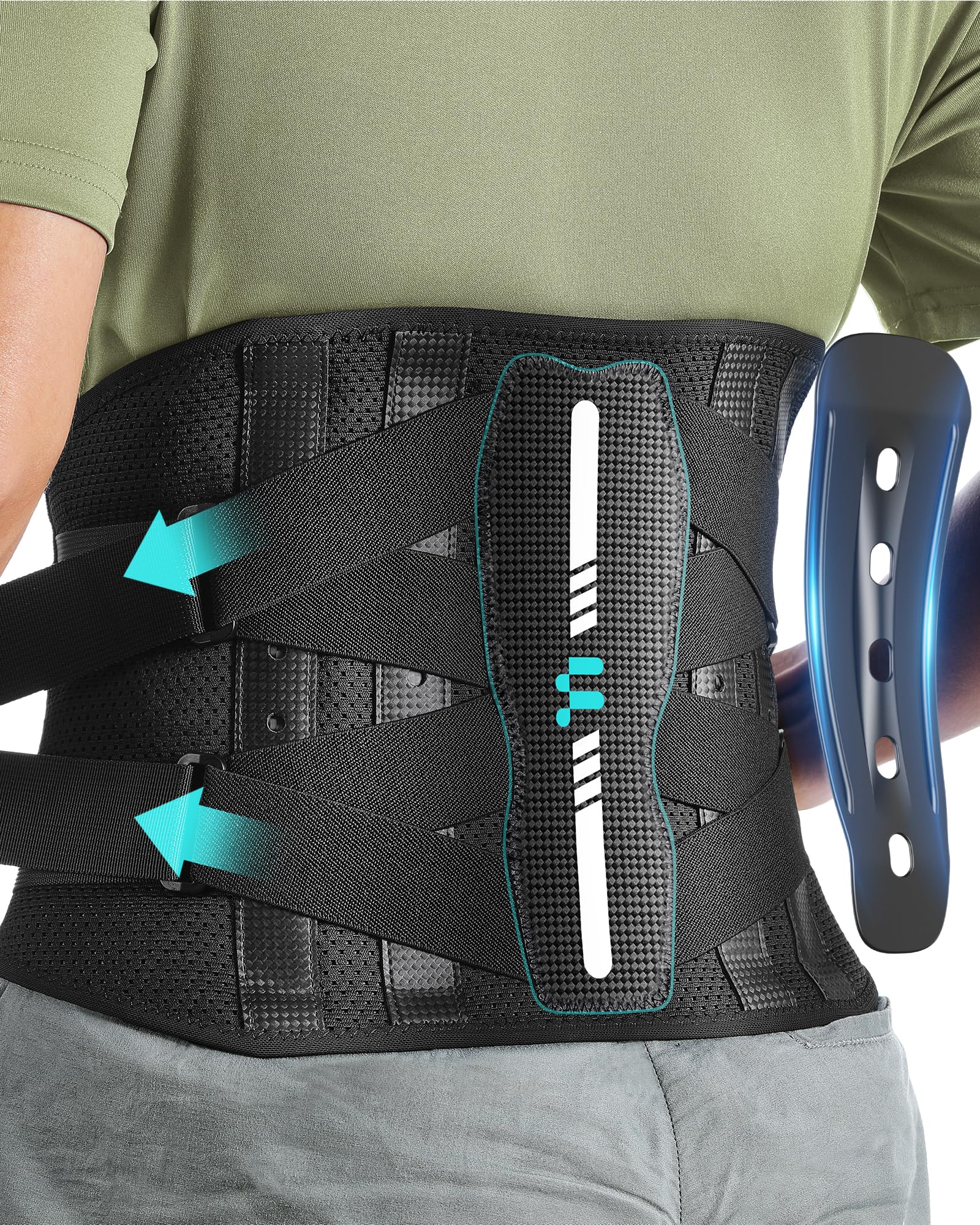 Fitomo Faja Lumbar Hombre Mujer con Soporte Ergonómico y Férulas de Fibra de Carbono, Tejido de Malla Ultra Fino, Faja Lumbar para Dolor Espalda, Ciática, Trabajo, Postura