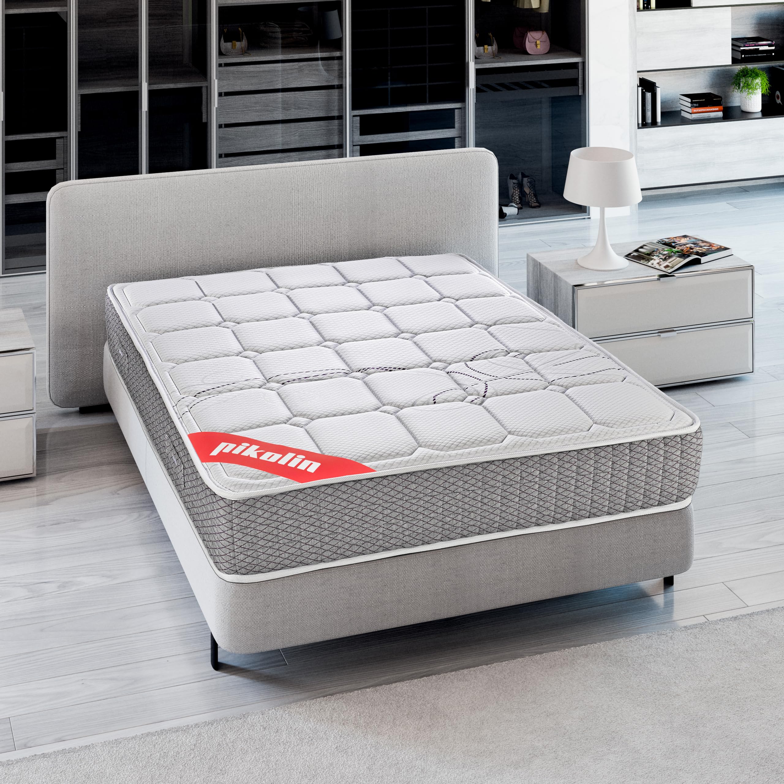PIKOLIN Colchón 150x190 de Muelles Ensacados Visco | Firmeza Alta | Reversible | Máxima Calidad | Alto 27 cm | TROAS