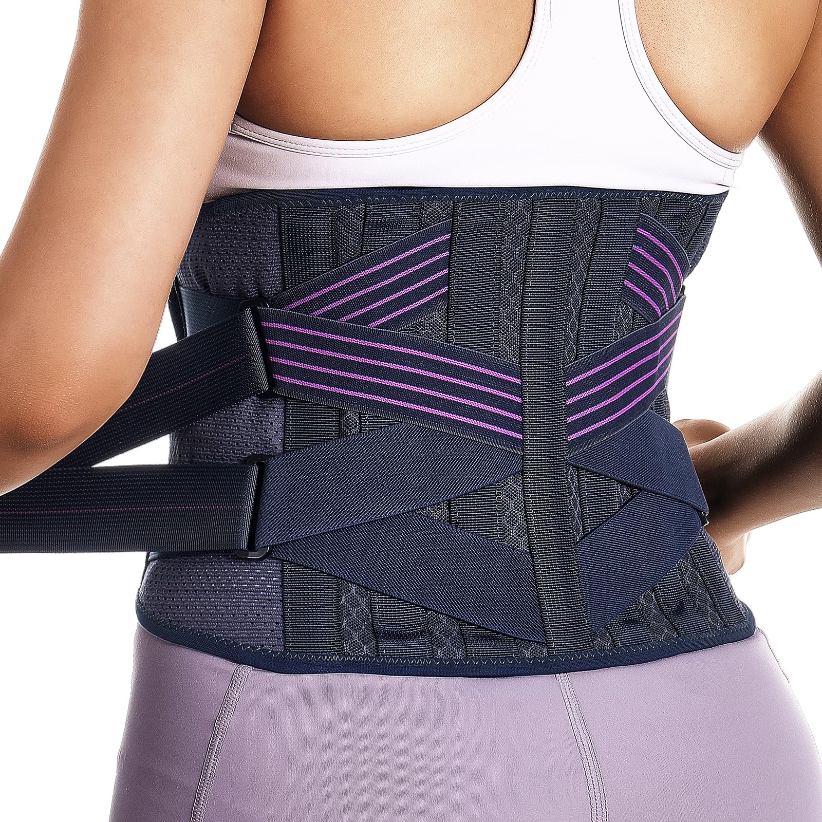 Fitomo Faja Lumbar Mujer Adjustable, Aliva Dolor Espalda como Ciática, Disco Herniado, Escoliosis, Faja Ortopedica con 7 Varillas para Descompresión Trabjo Deporte, Corrector de Postura