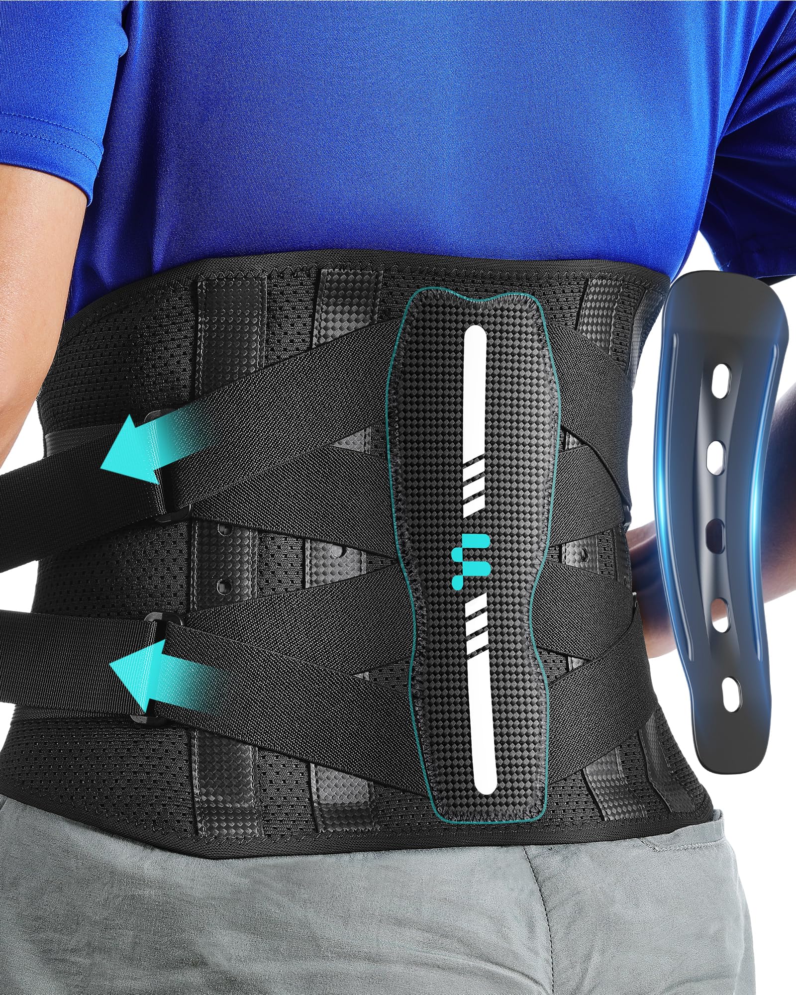 Fitomo Faja Lumbar Hombre Mujer con Soporte Ergonómico y Férulas de Fibra de Carbono, Tejido de Malla Ultra Fino, Faja Lumbar para Dolor Espalda, Ciática, Trabajo, Postura