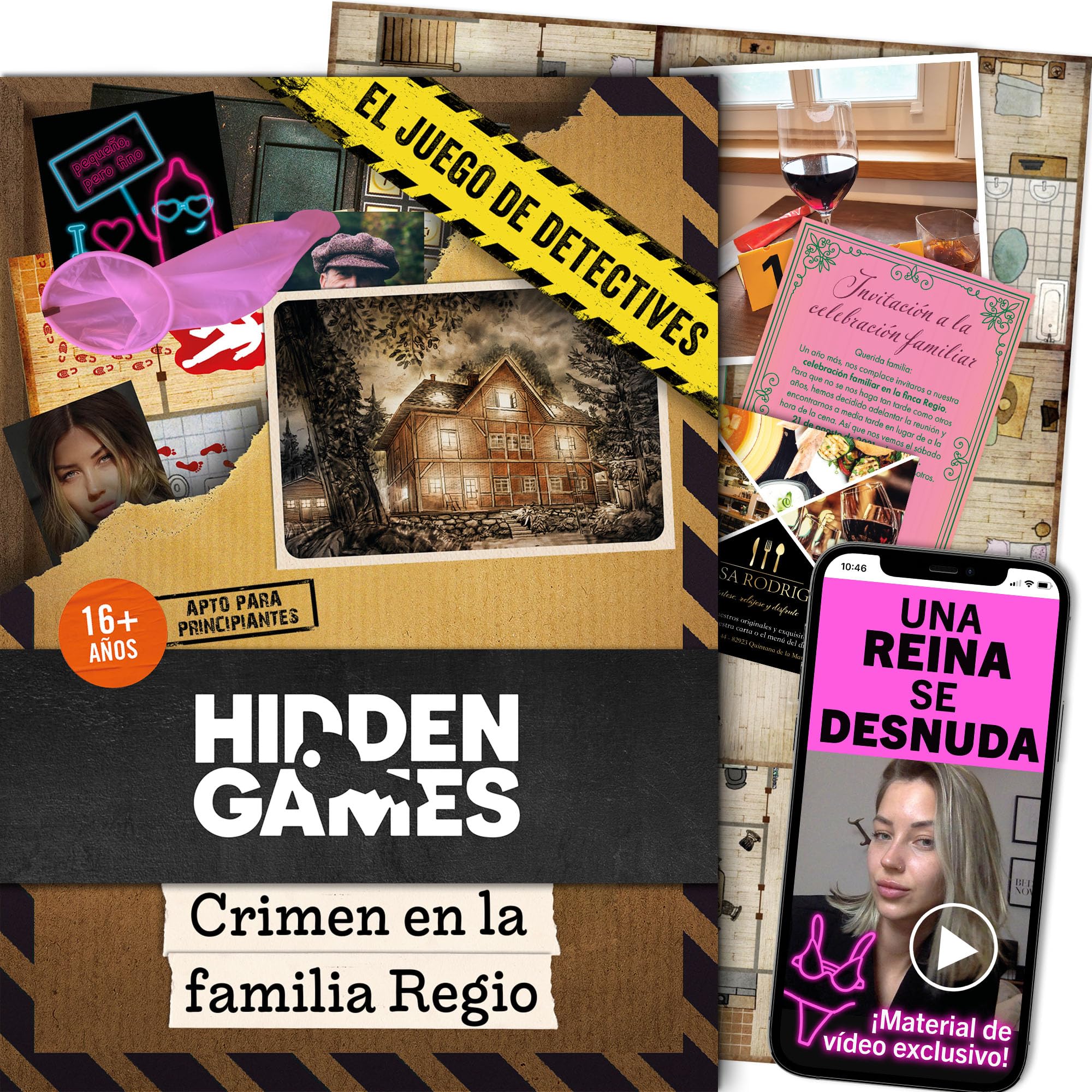 Hidden Games Escena del Crimen: Crimen en la Familia Regio, crimenes imperfectos, Exit Juego de Mesa de Misterio y Detectives cooperativo, 1-6 Jugadores, a Partir de 16 años, en español.