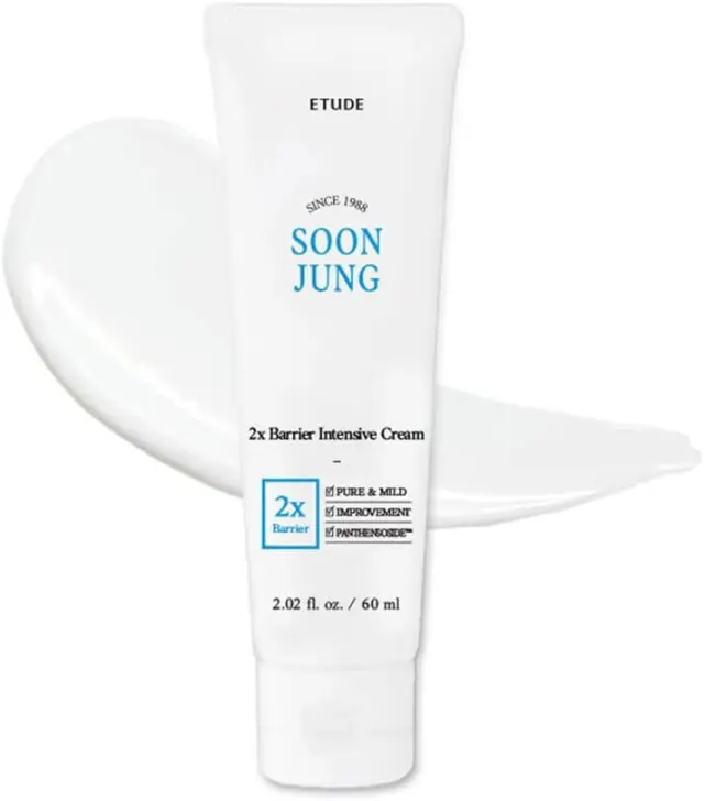 Etude House SoonJung 2x Crema Intensiva Barrera 60ml (21AD); Crema facial hidratante de manteca de karité hipoalergénica para pieles sensibles, equilibrio agua-aceite