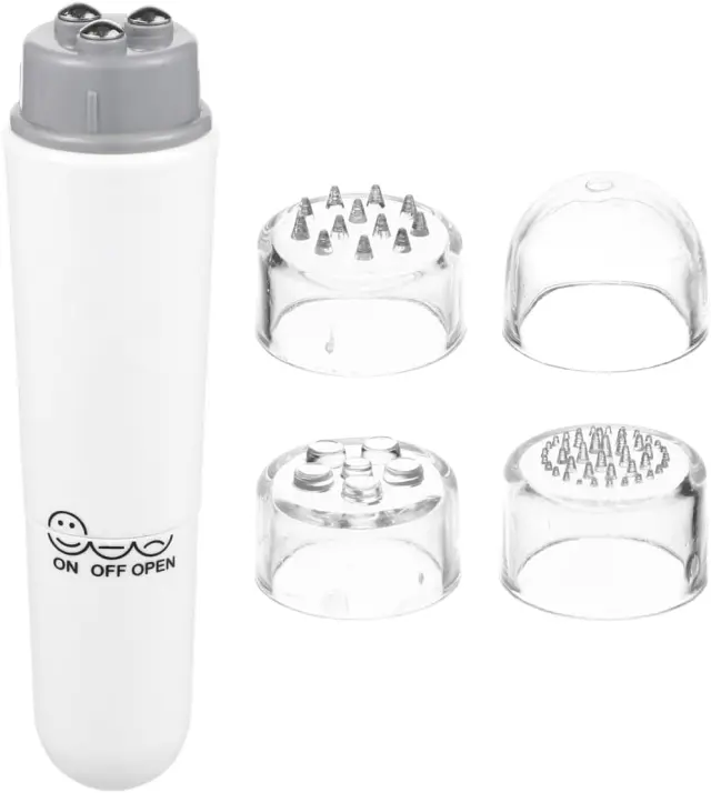 healifty 4 en 1 mini cepillo eléctrico Masaje facial dispositivo de masaje acupresión dispositivo para Dolor (Blanco)
