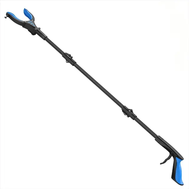 Kekoy Alicates de Agarre, 82 cm Pinzas Plegables con luz, Pinzas de Agarre para Personas Mayores, Cabeza giratoria de 90°, mandíbula Antideslizante, Brazo de Agarre Duradero con Gancho magnético,Azul