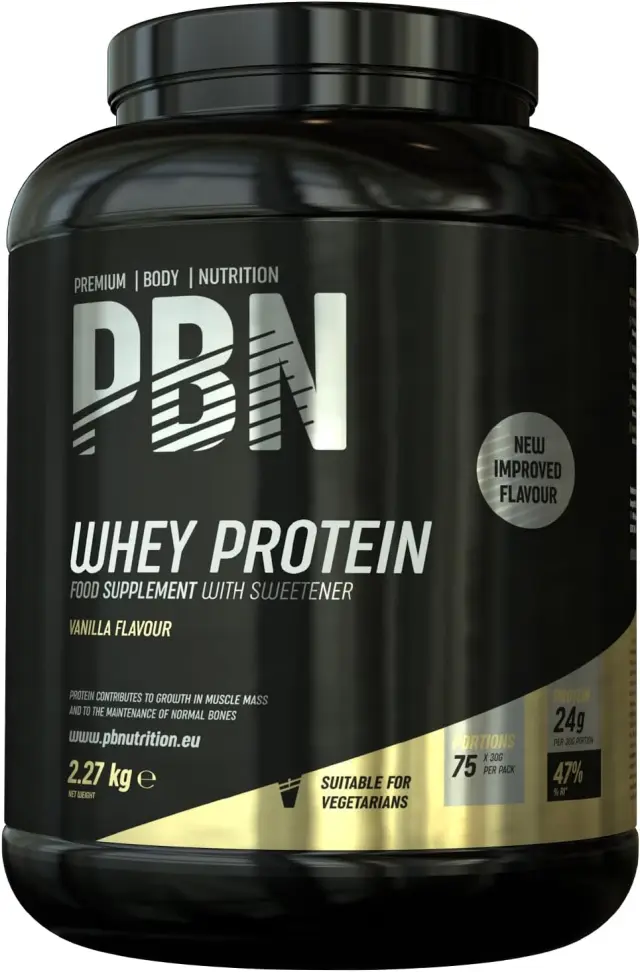 Premium Body Nutrition - Proteína de suero de leche en polvo, 2.27 kg (Paquete de 1), sabor Vainilla, sabor optimizado