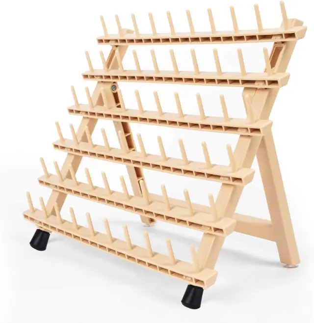 Perchero para trenzar con 60 pinzas de pie, soporte versátil para extensiones de pelo con 60 carretes, soporte ergonómico para estilistas, ahorro de tiempo (madera)