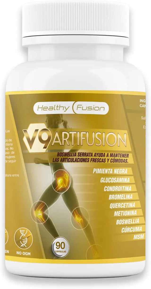 Healthy Fusion V9 Artifusion | Antiinflamatorio y Analgésico Articulaciones | Cúrcuma, Glucosamina, Condroitina, MSM y Boswellia | Elimina dolores de articulaciones y músculos | Repara Cartílagos 90 U