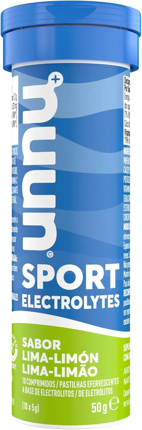 Nuun Sport Lima Limón Comprimidos Efervescentes con Electrólitos y Vitamina C, Contribuye a una Óptima Hidratación y Funcionamiento del Sistema Inmune, 1 Tubo con 10 Tabletas Efervescentes