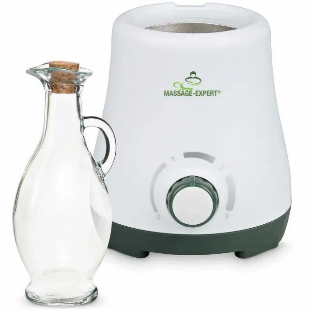 Calentador de aceite de masaje con jarra de cristal, Calienta el aceite agradablemente en solo 5 minutos, Calentamiento continuo de 0 a 100 °C.