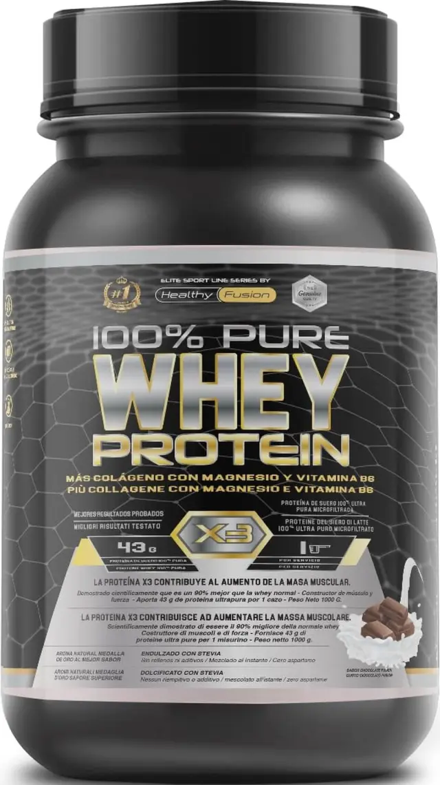 Healthy Fusion Whey Protein | Proteína Whey pura con Colágeno + Magnesio | Mejora tus entrenamientos | Protege y aumenta la masa muscular | 1000g de proteína (Chocolate)