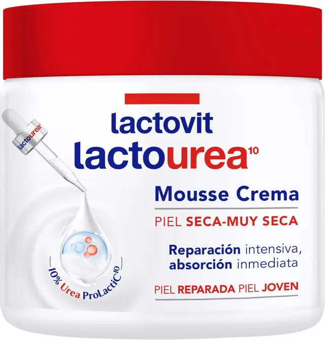 Lactovit - Mousse Crème Lactourea Hidratante 24h para Cuerpo y Cara, Piel Muy Seca y Extra Seca, Absorción Inmediata – 400 ml