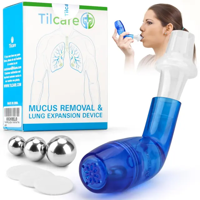 Tilcare Dispositivo de Eliminación de Moco y Expansor de Pulmón Respiratorio - Ayuda de Terapia de Ejercicio y Limpieza - Gran Tratamiento para EPOC, Asma, Fibrosis Quística o Fumadores