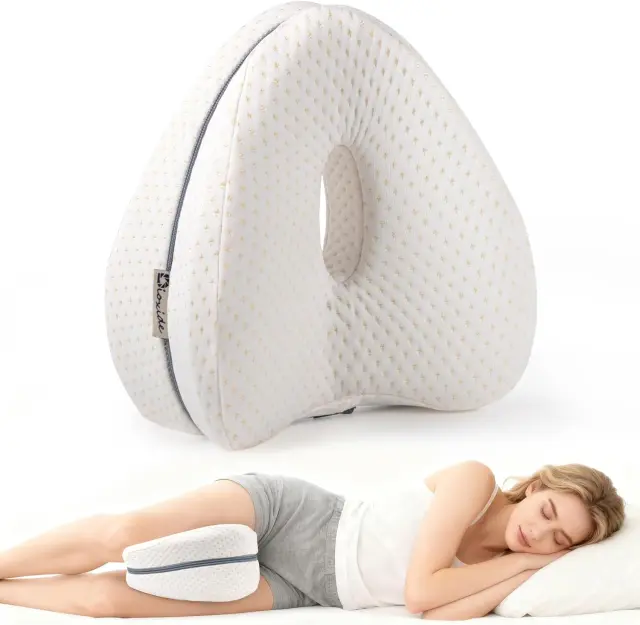 Dioxide Almohada Piernas Dormir, Almohada Rodillas para Dormir con Almohada para Piernas para Dormidores Laterales,Cojín de Soporte Pélvico para Piernas,Rodillas,Caderas,Espalda y Embarazo(Blanco)