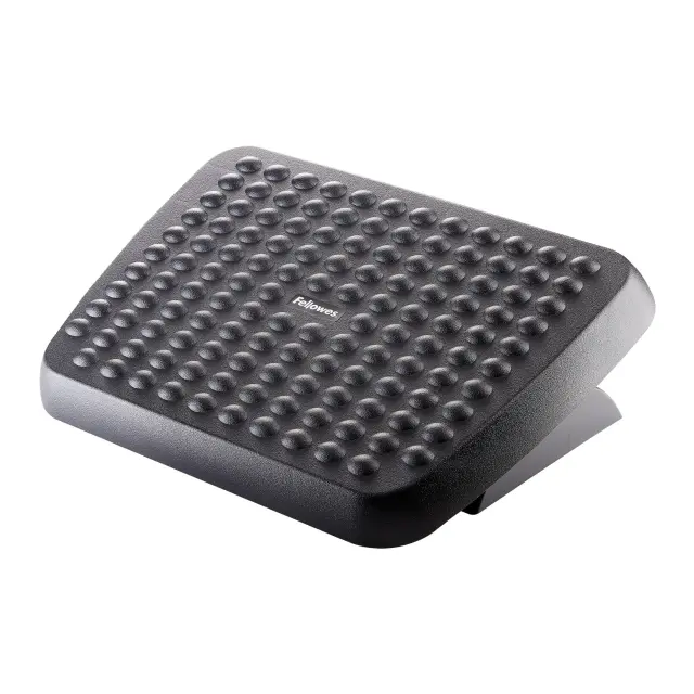 Reposapiés Ergonómico Fellowes para Oficina, Ajustable en Altura, con Superficie de Masaje Antideslizante, Alivia Tensión y Mejora la Circulación, Certificado FIRA, Color Negro